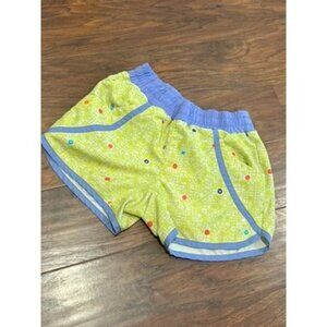 Columbia Girls Omni-Shade Yellow Patterned Active Shorts With Blue Trim Small
